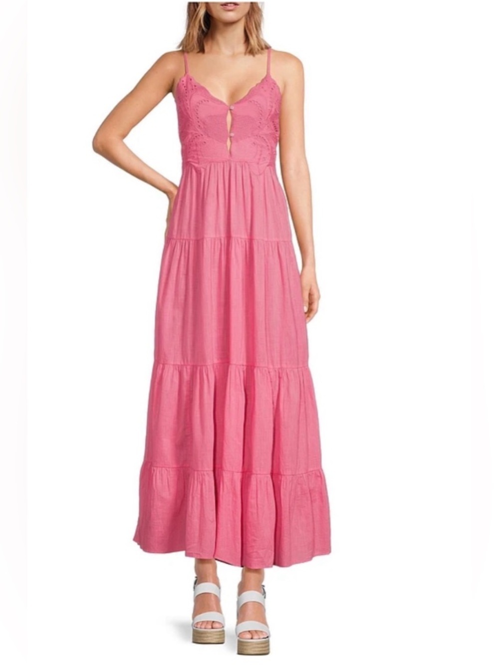 Chelsea & Violet Pink Spaghetti-Strap Tiered Maxi Dress - Picture 1 of 8